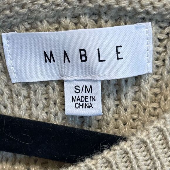 MABLE Sweater Romper Small/Medium Taupe Tan Knit Drawstring Keyhole Back LS - Picture 7 of 16